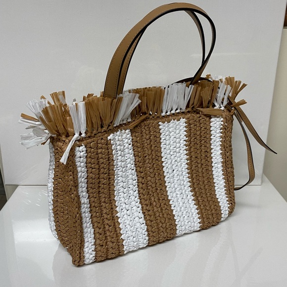 Kate Spade Stripe Straw Satchel Medium - Picture 2 of 3